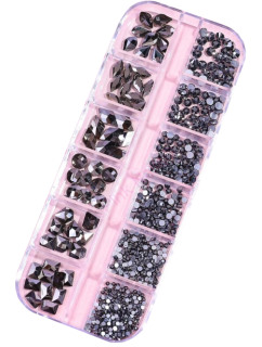 Zdobení nehtů - Kamínky mix XL balení - 12 různých druhů black diamond